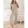 imageANRABESS Womens Two Piece Outfits Knit Sweater Vest Crop Top Pants Lounge Matching Tracksuit Sweatsuit Travel Clothes SetsKhaki