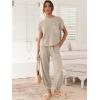 imageANRABESS Womens Two Piece Outfits Knit Sweater Vest Crop Top Pants Lounge Matching Tracksuit Sweatsuit Travel Clothes SetsKhaki