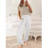 imageANRABESS Womens Two Piece Outfits Knit Sweater Vest Crop Top Pants Lounge Matching Tracksuit Sweatsuit Travel Clothes SetsKhaki White