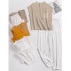 imageANRABESS Womens Two Piece Outfits Knit Sweater Vest Crop Top Pants Lounge Matching Tracksuit Sweatsuit Travel Clothes SetsKhaki White