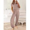 imageANRABESS Womens Two Piece Outfits Knit Sweater Vest Crop Top Pants Lounge Matching Tracksuit Sweatsuit Travel Clothes SetsLight Pink