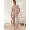 imageANRABESS Womens Two Piece Outfits Knit Sweater Vest Crop Top Pants Lounge Matching Tracksuit Sweatsuit Travel Clothes SetsLight Pink