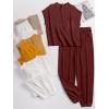 imageANRABESS Womens Two Piece Outfits Knit Sweater Vest Crop Top Pants Lounge Matching Tracksuit Sweatsuit Travel Clothes SetsMaroon Red