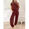 imageANRABESS Womens Two Piece Outfits Knit Sweater Vest Crop Top Pants Lounge Matching Tracksuit Sweatsuit Travel Clothes SetsMaroon Red