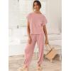 imageANRABESS Womens Two Piece Outfits Knit Sweater Vest Crop Top Pants Lounge Matching Tracksuit Sweatsuit Travel Clothes SetsPink