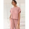imageANRABESS Womens Two Piece Outfits Knit Sweater Vest Crop Top Pants Lounge Matching Tracksuit Sweatsuit Travel Clothes SetsPink