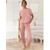imageANRABESS Womens Two Piece Outfits Knit Sweater Vest Crop Top Pants Lounge Matching Tracksuit Sweatsuit Travel Clothes SetsPink