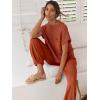 imageANRABESS Womens Two Piece Outfits Knit Sweater Vest Crop Top Pants Lounge Matching Tracksuit Sweatsuit Travel Clothes SetsRust