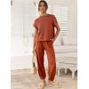 imageANRABESS Womens Two Piece Outfits Knit Sweater Vest Crop Top Pants Lounge Matching Tracksuit Sweatsuit Travel Clothes SetsRust
