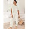 imageANRABESS Womens Two Piece Outfits Knit Sweater Vest Crop Top Pants Lounge Matching Tracksuit Sweatsuit Travel Clothes SetsWhite