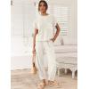 imageANRABESS Womens Two Piece Outfits Knit Sweater Vest Crop Top Pants Lounge Matching Tracksuit Sweatsuit Travel Clothes SetsWhite