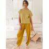 imageANRABESS Womens Two Piece Outfits Knit Sweater Vest Crop Top Pants Lounge Matching Tracksuit Sweatsuit Travel Clothes SetsYellow