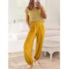 imageANRABESS Womens Two Piece Outfits Knit Sweater Vest Crop Top Pants Lounge Matching Tracksuit Sweatsuit Travel Clothes SetsYellow