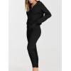 imageANRABESS Womens Two Piece Outfits Sweater Sets Long Sleeve Zip Up Knit Pullover Jogger Pants Tracksuit 2024 Fall Lounge SetsBlack