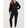 imageANRABESS Womens Two Piece Outfits Sweater Sets Long Sleeve Zip Up Knit Pullover Jogger Pants Tracksuit 2024 Fall Lounge SetsBlack