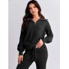 imageANRABESS Womens Two Piece Outfits Sweater Sets Long Sleeve Zip Up Knit Pullover Jogger Pants Tracksuit 2024 Fall Lounge SetsBlack
