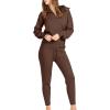 imageANRABESS Womens Two Piece Outfits Sweater Sets Long Sleeve Zip Up Knit Pullover Jogger Pants Tracksuit 2024 Fall Lounge SetsBrown