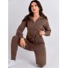 imageANRABESS Womens Two Piece Outfits Sweater Sets Long Sleeve Zip Up Knit Pullover Jogger Pants Tracksuit 2024 Fall Lounge SetsBrown