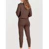 imageANRABESS Womens Two Piece Outfits Sweater Sets Long Sleeve Zip Up Knit Pullover Jogger Pants Tracksuit 2024 Fall Lounge SetsBrown