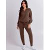 imageANRABESS Womens Two Piece Outfits Sweater Sets Long Sleeve Zip Up Knit Pullover Jogger Pants Tracksuit 2024 Fall Lounge SetsBrown