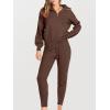imageANRABESS Womens Two Piece Outfits Sweater Sets Long Sleeve Zip Up Knit Pullover Jogger Pants Tracksuit 2024 Fall Lounge SetsBrown