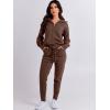 imageANRABESS Womens Two Piece Outfits Sweater Sets Long Sleeve Zip Up Knit Pullover Jogger Pants Tracksuit 2024 Fall Lounge SetsBrown