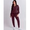 imageANRABESS Womens Two Piece Outfits Sweater Sets Long Sleeve Zip Up Knit Pullover Jogger Pants Tracksuit 2024 Fall Lounge SetsBurgundy