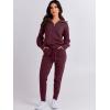 imageANRABESS Womens Two Piece Outfits Sweater Sets Long Sleeve Zip Up Knit Pullover Jogger Pants Tracksuit 2024 Fall Lounge SetsBurgundy