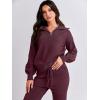 imageANRABESS Womens Two Piece Outfits Sweater Sets Long Sleeve Zip Up Knit Pullover Jogger Pants Tracksuit 2024 Fall Lounge SetsBurgundy