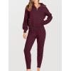 imageANRABESS Womens Two Piece Outfits Sweater Sets Long Sleeve Zip Up Knit Pullover Jogger Pants Tracksuit 2024 Fall Lounge SetsBurgundy