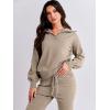 imageANRABESS Womens Two Piece Outfits Sweater Sets Long Sleeve Zip Up Knit Pullover Jogger Pants Tracksuit 2024 Fall Lounge SetsCamel