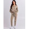 imageANRABESS Womens Two Piece Outfits Sweater Sets Long Sleeve Zip Up Knit Pullover Jogger Pants Tracksuit 2024 Fall Lounge SetsCamel