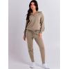 imageANRABESS Womens Two Piece Outfits Sweater Sets Long Sleeve Zip Up Knit Pullover Jogger Pants Tracksuit 2024 Fall Lounge SetsCamel