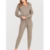 imageANRABESS Womens Two Piece Outfits Sweater Sets Long Sleeve Zip Up Knit Pullover Jogger Pants Tracksuit 2024 Fall Lounge SetsCamel