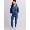 imageANRABESS Womens Two Piece Outfits Sweater Sets Long Sleeve Zip Up Knit Pullover Jogger Pants Tracksuit 2024 Fall Lounge SetsDark Blue