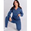 imageANRABESS Womens Two Piece Outfits Sweater Sets Long Sleeve Zip Up Knit Pullover Jogger Pants Tracksuit 2024 Fall Lounge SetsDark Blue