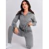 imageANRABESS Womens Two Piece Outfits Sweater Sets Long Sleeve Zip Up Knit Pullover Jogger Pants Tracksuit 2024 Fall Lounge SetsGrey