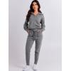 imageANRABESS Womens Two Piece Outfits Sweater Sets Long Sleeve Zip Up Knit Pullover Jogger Pants Tracksuit 2024 Fall Lounge SetsGrey