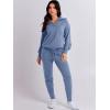 imageANRABESS Womens Two Piece Outfits Sweater Sets Long Sleeve Zip Up Knit Pullover Jogger Pants Tracksuit 2024 Fall Lounge SetsGrey Blue