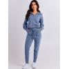 imageANRABESS Womens Two Piece Outfits Sweater Sets Long Sleeve Zip Up Knit Pullover Jogger Pants Tracksuit 2024 Fall Lounge SetsGrey Blue