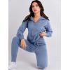 imageANRABESS Womens Two Piece Outfits Sweater Sets Long Sleeve Zip Up Knit Pullover Jogger Pants Tracksuit 2024 Fall Lounge SetsGrey Blue