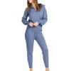 imageANRABESS Womens Two Piece Outfits Sweater Sets Long Sleeve Zip Up Knit Pullover Jogger Pants Tracksuit 2024 Fall Lounge SetsGrey Blue