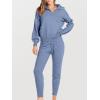 imageANRABESS Womens Two Piece Outfits Sweater Sets Long Sleeve Zip Up Knit Pullover Jogger Pants Tracksuit 2024 Fall Lounge SetsGrey Blue
