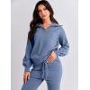 imageANRABESS Womens Two Piece Outfits Sweater Sets Long Sleeve Zip Up Knit Pullover Jogger Pants Tracksuit 2024 Fall Lounge SetsGrey Blue