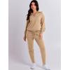 imageANRABESS Womens Two Piece Outfits Sweater Sets Long Sleeve Zip Up Knit Pullover Jogger Pants Tracksuit 2024 Fall Lounge SetsKhaki
