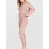 imageANRABESS Womens Two Piece Outfits Sweater Sets Long Sleeve Zip Up Knit Pullover Jogger Pants Tracksuit 2024 Fall Lounge SetsPink