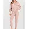 imageANRABESS Womens Two Piece Outfits Sweater Sets Long Sleeve Zip Up Knit Pullover Jogger Pants Tracksuit 2024 Fall Lounge SetsPink
