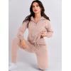 imageANRABESS Womens Two Piece Outfits Sweater Sets Long Sleeve Zip Up Knit Pullover Jogger Pants Tracksuit 2024 Fall Lounge SetsPink