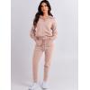 imageANRABESS Womens Two Piece Outfits Sweater Sets Long Sleeve Zip Up Knit Pullover Jogger Pants Tracksuit 2024 Fall Lounge SetsPink