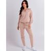 imageANRABESS Womens Two Piece Outfits Sweater Sets Long Sleeve Zip Up Knit Pullover Jogger Pants Tracksuit 2024 Fall Lounge SetsPink